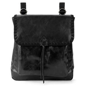 The Sak Ventura Black Leather Backpack with Embroidered Edge